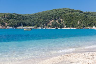 Parga şehir Epirus alan Yunanistan çevre güzel Valtos beach.