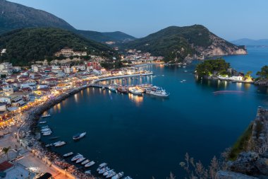 The harbor of Parga by night, Greece, Ionian Islands clipart