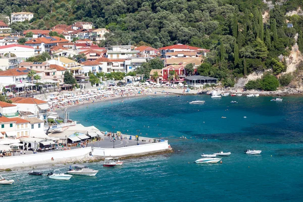 Parga (vista arial), pueblo griego cerca del mar Jónico, Grecia . — Foto de Stock