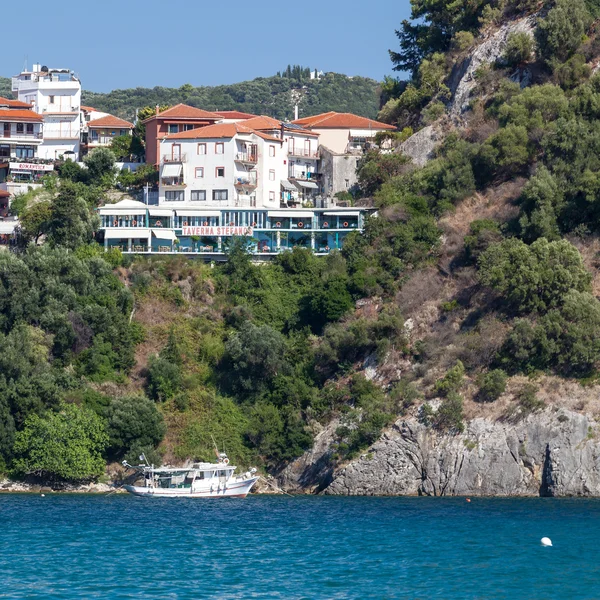 Parga Castle, view from Valtos Beach, Epirus, Greece — Stock Photo, Image