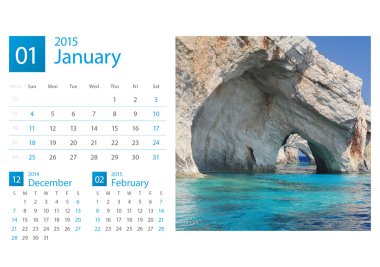 Masa takvimi 2015. Yunanistan görüntü seçimi.