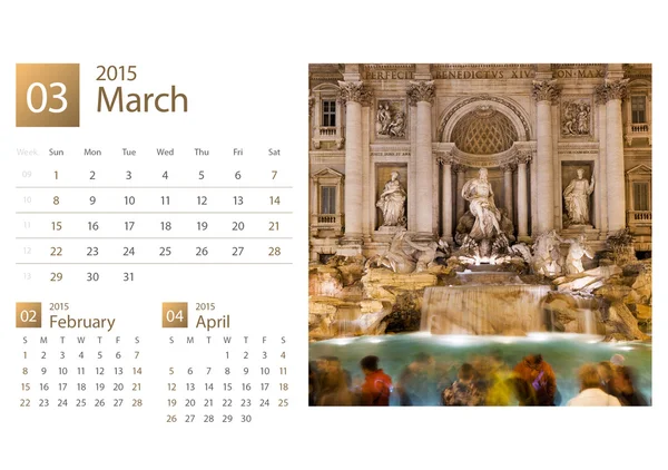 Skrivbord kalender 2015. Rom, Italien bild urval. — Stockfoto
