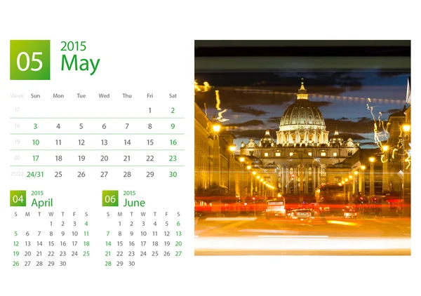 Stolní kalendář do roku 2015. Výběr obrázku Řím, Itálie. — Stock fotografie