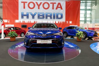BUCHAREST - OCTOBER 2: A Toyota Hybrid display at the 2015 Bucharest Auto Show (SAB) on October 2, 2015 in Bucharest, Romania.