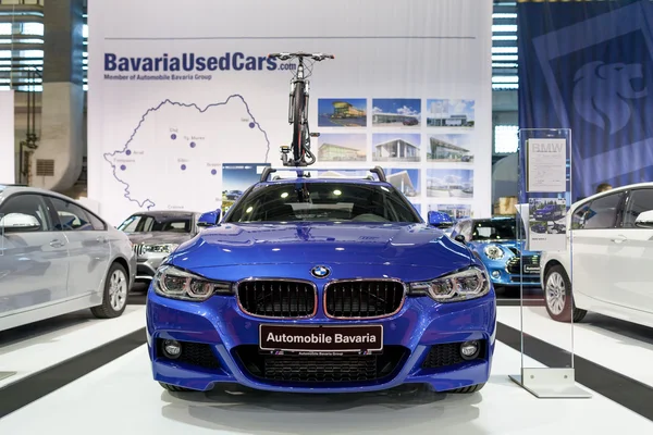 BUCHAREST - OCTOBER 2: A Mazda 3 display at the 2015 Bucharest Auto Show (SAB) on October 2, 2015 in Bucharest, Romania. — Stock Photo, Image