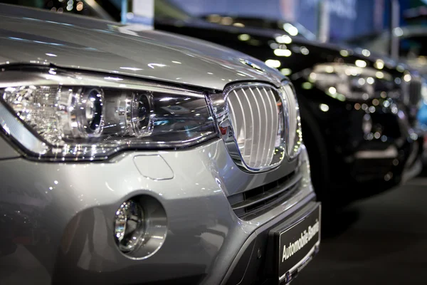BUCHAREST - OCTOBER 2: A BMW SUV display at the 2015 Bucharest Auto Show (SAB) on October 2, 2015 in Bucharest, Romania. — Stok fotoğraf