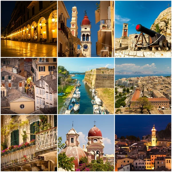 Corfu Town Collage, fotos tiradas em Grécia — Fotografia de Stock