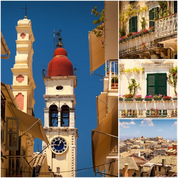 Corfu Town Collage, fotos tiradas em Grécia — Fotografia de Stock