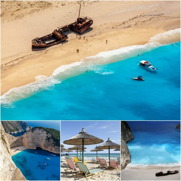 Zakynthos island collage, fotos aus griechenland lizenzfreie Stockfotos