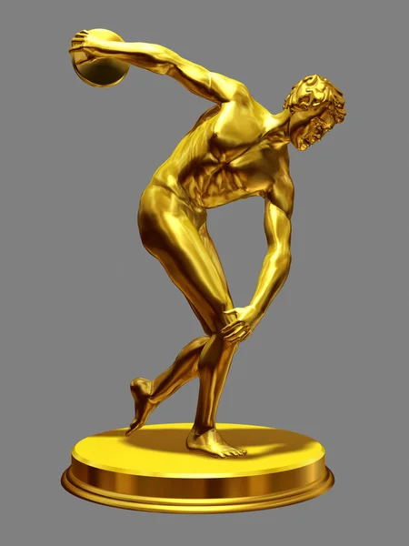Estatueta dourada de um lançador de disco — Fotografia de Stock