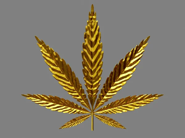 Cannabis blad in goud — Stockfoto