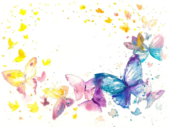 Aquarelles papillon peintes — Photo