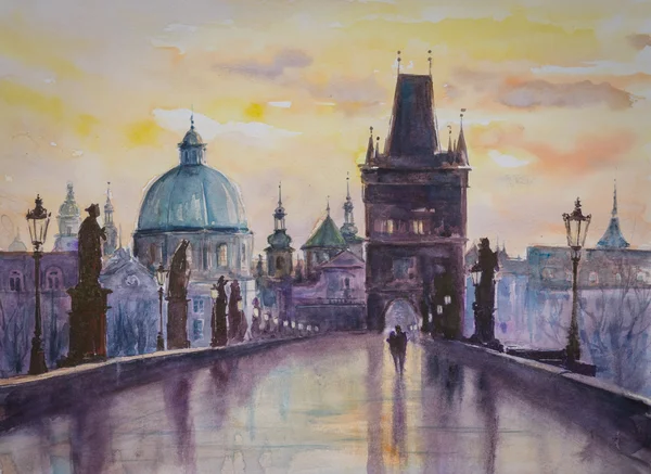 Prag suluboya boyalı