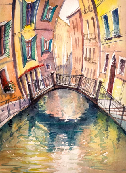 ヴェネツィアの水彩画を描いた — ストック写真
