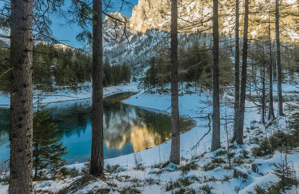 Vue Paisible Sur Montagne Avec Célèbre Lac Vert Autriche Styrie — Photo