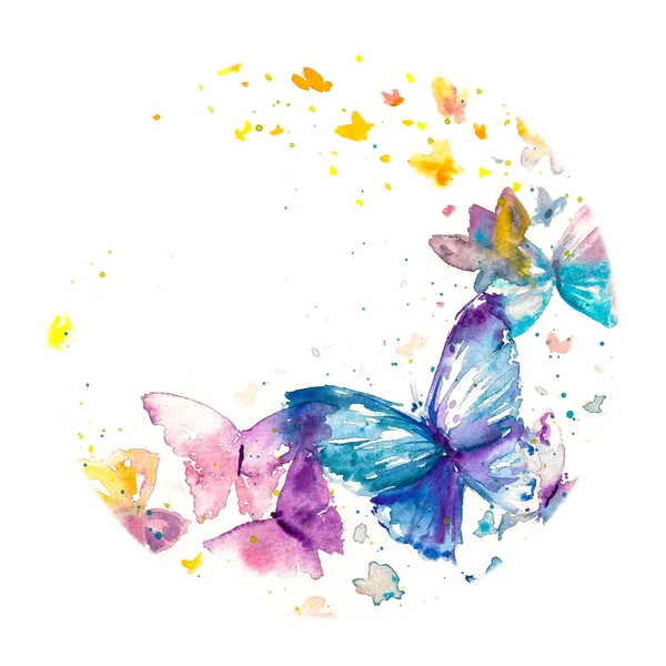 Motýl akvarely malované — Stock fotografie