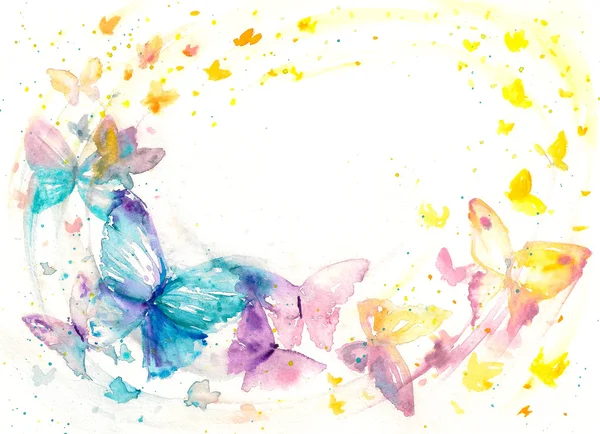 Butterfly watercolors painted — Stock Photo, Image