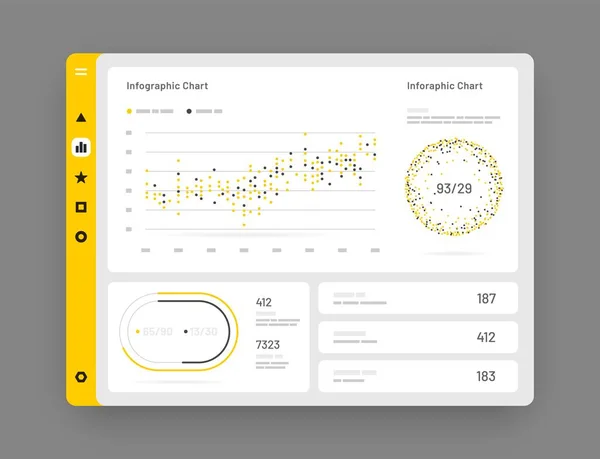 Web uygulaması Kontrol Paneli UI ve UX Kit. Bilgi araçları. — Stok Vektör