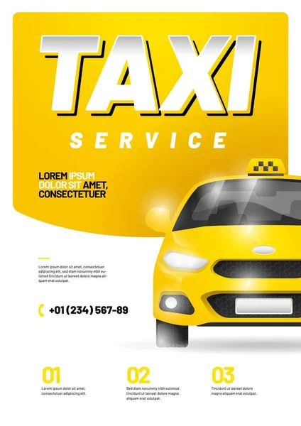 Modello di progettazione del layout vettoriale per il servizio di taxi pubblicitario. — Vettoriale Stock