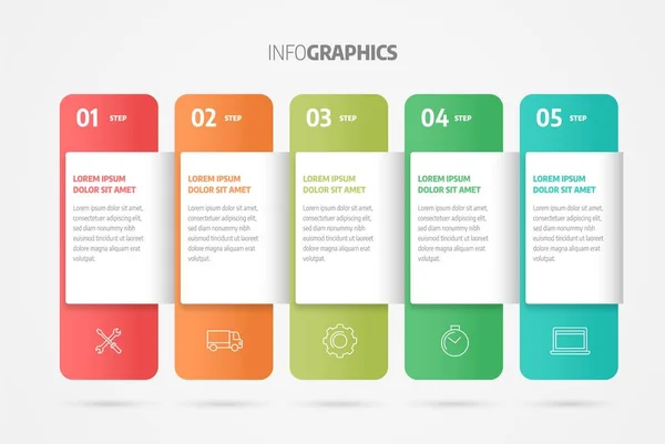 Infographics ontwerp vector. Bedrijfsconcept met stappen of processen. — Stockvector