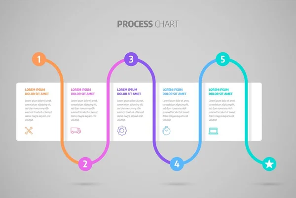 Design de infográfico de linha do tempo ou gráfico de processo. Dados comerciais. — Vetor de Stock