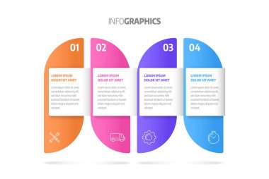 Bilgi grafikleri tasarım vektörü. Adımları veya süreçleri olan iş kavramı.