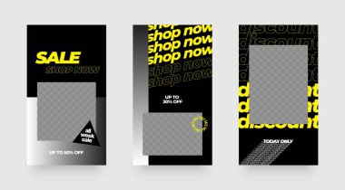 Hikaye şablonu satılık afiş için ayarlandı. Sosyal medya hikayesi maketi.