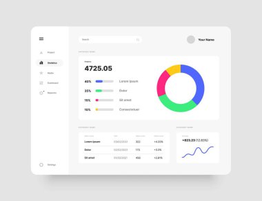 Kablo çerçeveleri ekranlar. Kontrol paneli UI ve UX Kit tasarımı.