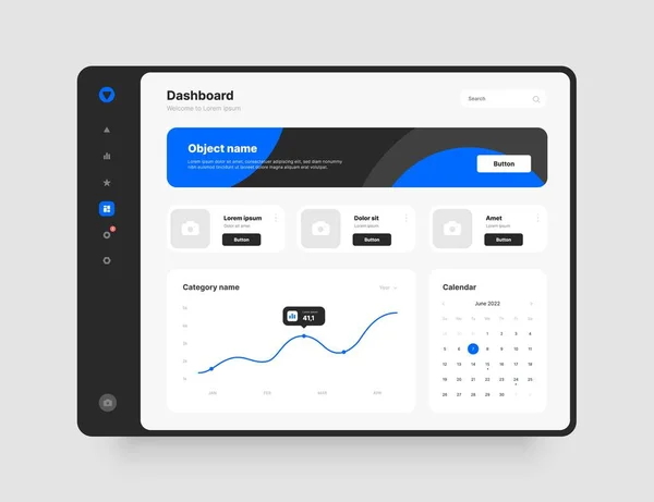 Kablo çerçeveleri ekranlar. Kontrol paneli UI ve UX Kit tasarımı.