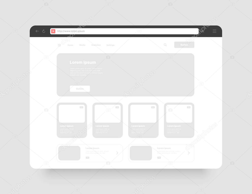 Minimalistic concept of web browser. Wireframes screens.