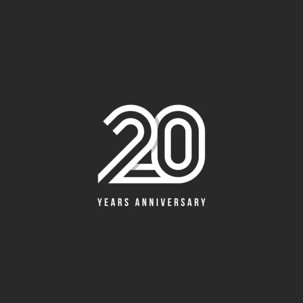 20 years anniversary sign isolated for celebration event. — Stock Vector