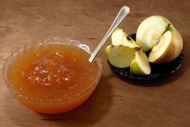 Apple jamon rustik ahşap arka plan