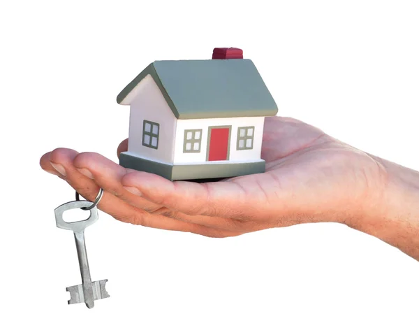 Layout cottages holds hand — Stock Photo, Image