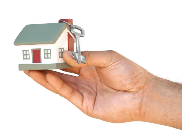 Layout cottages holds hand — Stock Photo, Image