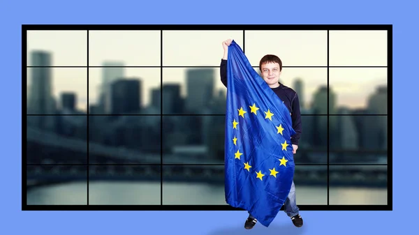 L'uomo con la bandiera di Europe — Foto Stock