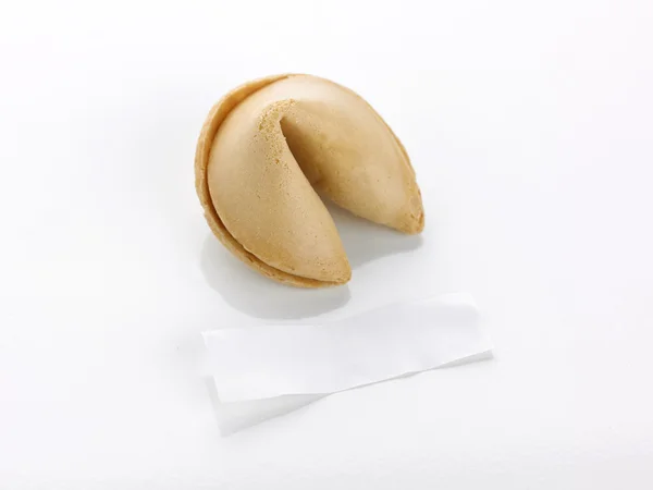 Single fortune cookie and blank motto — Zdjęcie stockowe