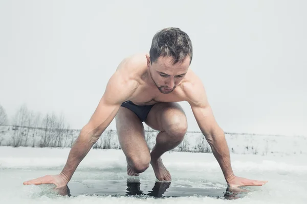 Buchi di ghiaccio nuoto — Foto Stock