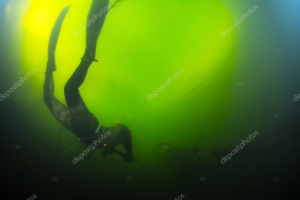 Man with speargun diving — Stock Photo © mihtiander 105596562