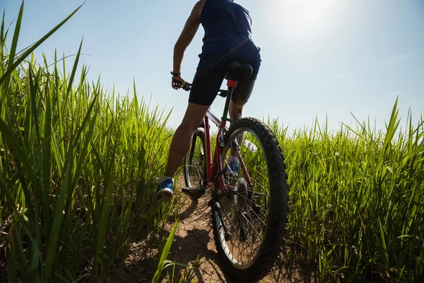 Desportivo homem com bicicleta — Fotografia de Stock