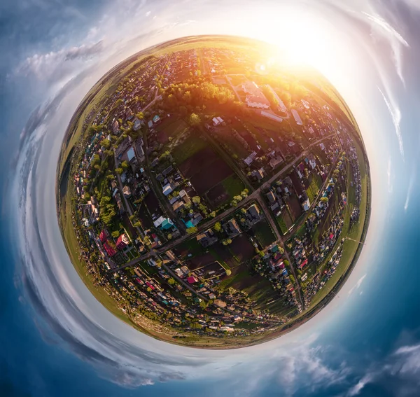 Сферическая панорама русской деревни — стоковое фото