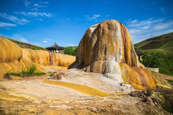 Colorfull soil of Analavory geysers — Stock Photo, Image