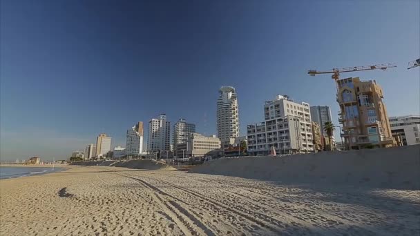Quai de Tel Aviv avec chantiers de construction — Video