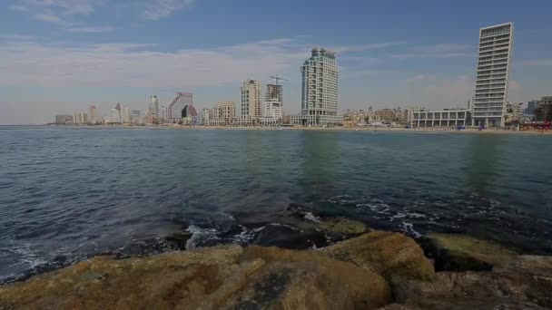 Seaside view of Tel Aviv city — Stock Video