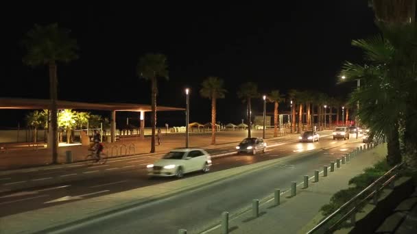 Strada della città di Tel Aviv nella notte con le auto — Video Stock