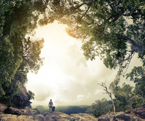 Wanderer auf dem Felsen — Stockfoto