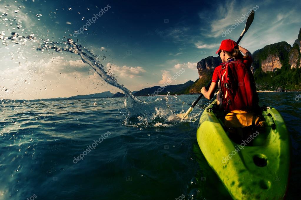Woman with the kayak — Stock Photo © mihtiander 72616301