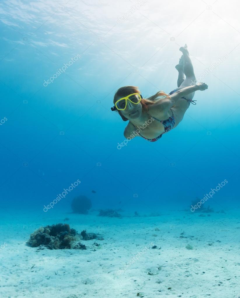 Skin diving in the ocean