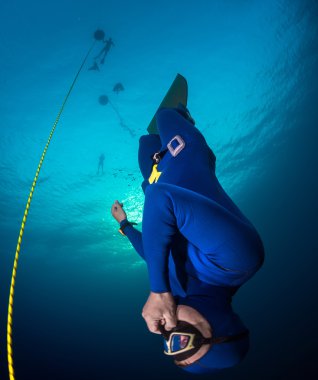 Freediver in the sea clipart