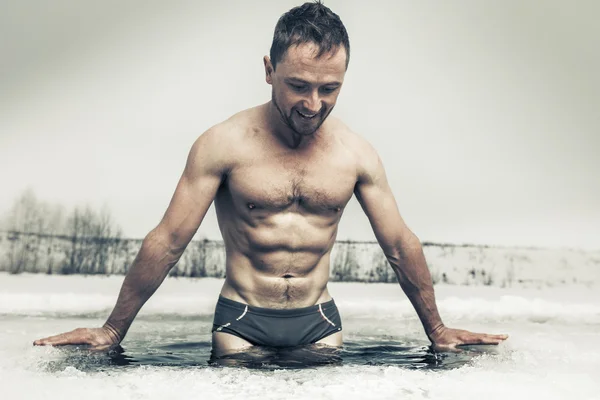 Ice hole swimming — Stock Photo, Image