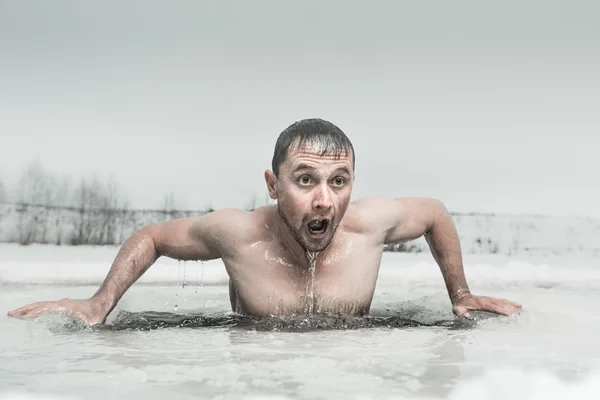 Ice hole swimming — Stock Photo, Image